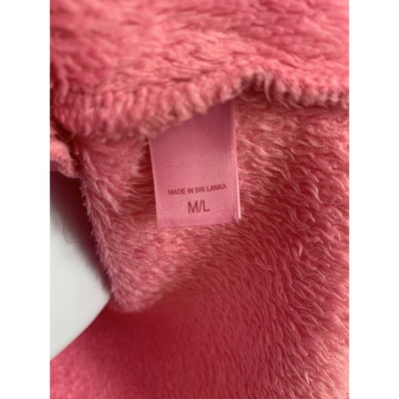 Victoria's Secret PINK M/L Gold Embroidery Plush Bath Robe Hoodie Barbie Core VS - Picture 9 of 9
